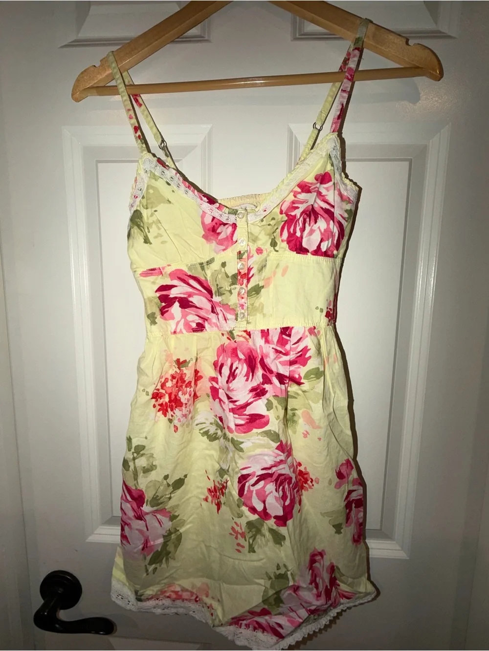 Abercrombie Kids Yellow Mini sun Dress with Pink Rose Print 14 XL